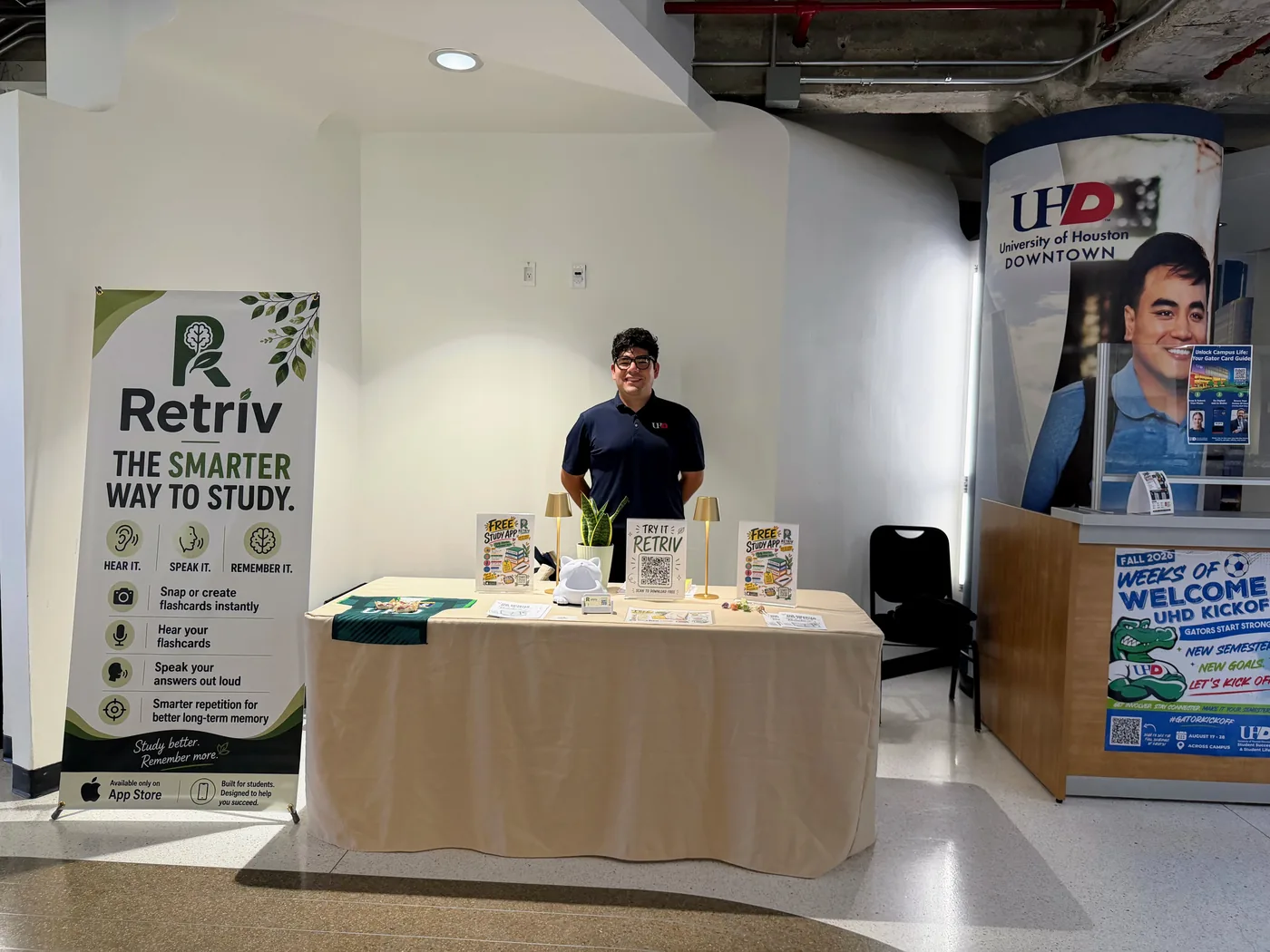 Alfred Albizures at the Retriv booth during UHD Weeks of Welcome